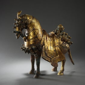 Chinese Han Dynasty Gilded Bronze Horse