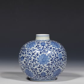 Chinese Qing Dynasty Yongzheng period blue and white coiled flower pattern Dulu vase