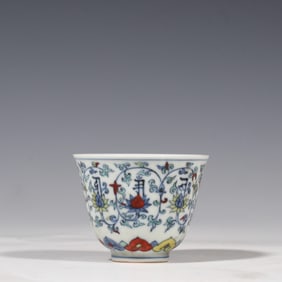 Doucai cup with coiled flower pattern, Chenghua period, Ming Dynasty, China