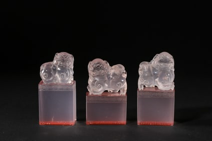 set of Chinese Qing Dynasty crystal seals
