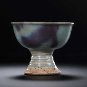 Chinese Northern Song Dynasty Jun kiln sky blue glaze with red high-footed cup