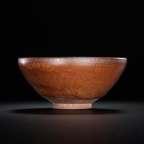 Small persimmon-red glaze bowl from Jian kiln in Southern Song Dynasty, China