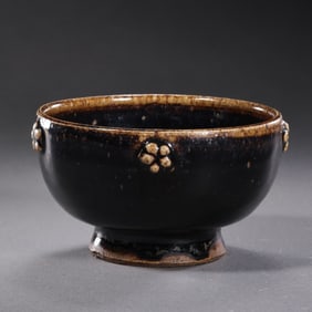 Black-glazed plum blossom bowl from the Cizhou kiln of the Northern Song Dynasty, China