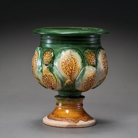 Chinese Tang Dynasty three-colored painted sculpture incense burner