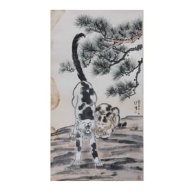 Cat Playing Picture by Xu Beihong