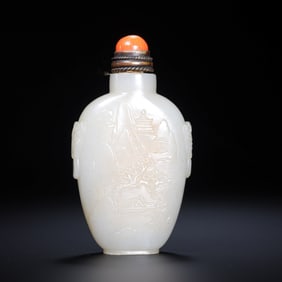 Chinese Qing Dynasty Hetian white jade snuff bottle