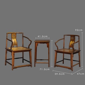 A set of Chinese Qing Dynasty huanghuali wood chairs