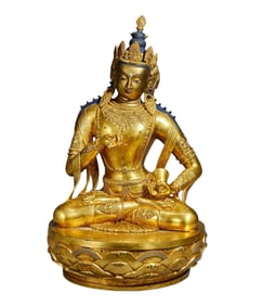 Chinese Qing Dynasty Gilt Bronze Seated Buddha Statue