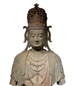 A half-length Guanyin statue from the Song Dynasty in China