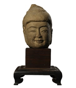 Chinese Tang Dynasty Blue Stone Buddha Head