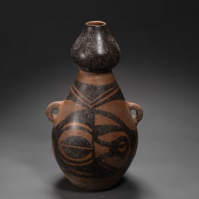 Chinese Neolithic Majiayao Culture Painted Pottery Double-Handled Gourd Bottle
