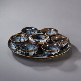 Chinese Tang Dynasty Lushan Flower Glazed Seven-Star Plate