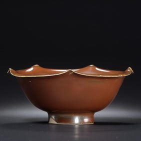 Chinese Song Dynasty Red Glazed Flower-Shaped Cup