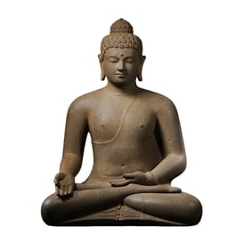 Chinese 2nd century AD Gandhara bluestone seated Buddha statue