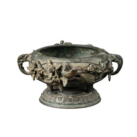 Chinese Warring States Bronze Decorated With Beast Dragon Motifs Vessel [18 x 8.5cm, 1.48kg]