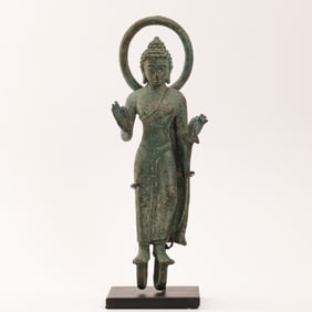 A Fine Bronze Figure Of Buddha, Central Javanese Period, 8TH Century [8.5 x 14.3cm, 1058gram]