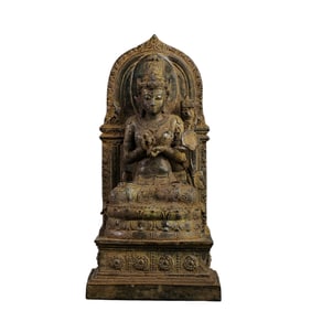 West Asian bronze seated Buddha statue