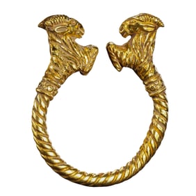 Achaemenid period pure gold double ram head bracelet