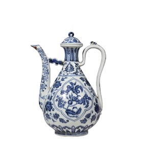 Blue and white porcelain ewer from the Qing Dynasty, China