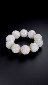 Chinese Qing Dynasty Hetian white jade bracelet
