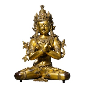 Chinese Ming Dynasty Gilt Bronze Seated Buddha Statue