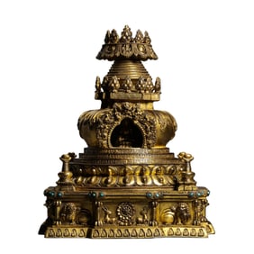 Chinese Ming Dynasty Gilded Bronze Pagoda