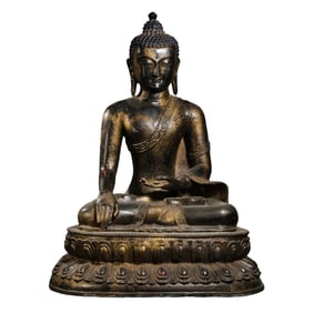 Chinese Qing Dynasty Gilt Bronze Seated Buddha Statue