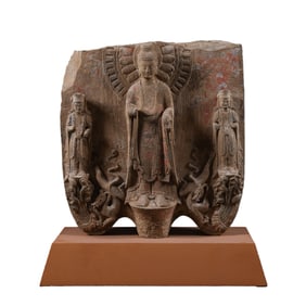 Painted Buddhist statue made of bluestone from the Northern Wei Dynasty in China