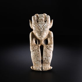 Chicken-bone white jade sun god statue from the Hongshan Culture of the Neolithic period in China