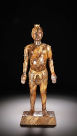 Chinese Han Dynasty acupuncturist inlaid with gold and turquoise