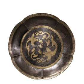 Large silver-gilt diamond-shaped plate from the Liao Dynasty of China