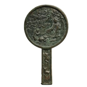 Chinese Han Dynasty bronze hand-held mirror