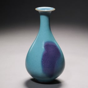 Northern Song Dynasty Jun ware sky-blue glazed jade pot spring vase with red glaze.