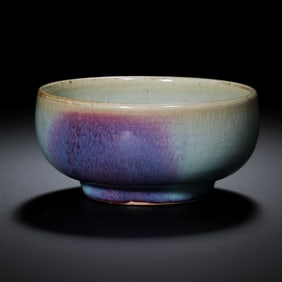 A Northern Song Dynasty Jun ware sky-blue glazed Luohan bowl with red glaze.