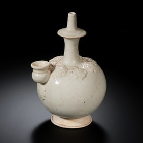White porcelain vase with plastic appliqué from Gongxian kiln, Tang Dynasty, China
