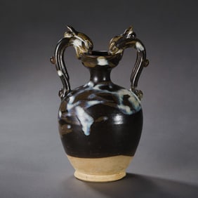 Chinese Tang Dynasty Lushan Flower Glazed Double Dragon Vase