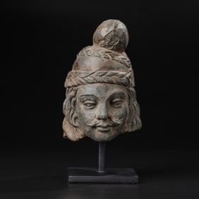 Indo Greek Gandharan Schist Stone Head of Nobleman [11.5 x 17cm, 3.2kg]