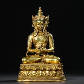 Chinese Ming Dynasty Gilt Bronze Seated Buddha Statue