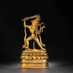 Chinese Ming Dynasty Gilt Bronze Buddhist Statue