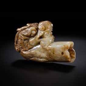 Jade Dragon Staff Head from the Han Dynasty in China
