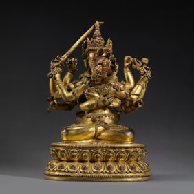 Chinese Ming Dynasty Gilt Bronze Seated Buddha Statue