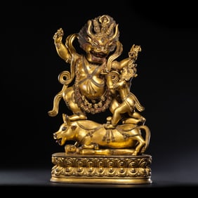 Chinese Ming Dynasty Gilt Bronze Standing Buddha Statue