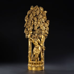 Chinese Ming Dynasty Gilt Bronze Standing Buddha Statue