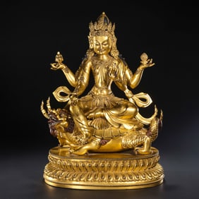 Gilt Bronze Seated Buddha Statue from the Yongle Period of the Ming Dynasty in China