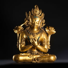 Chinese Ming Dynasty Gilt Bronze Seated Buddha Statue