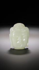 Chinese Qing Dynasty Hetian Jade Buddha Head