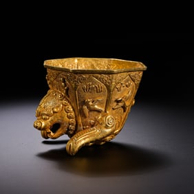 Chinese Han Dynasty pure gold animal head cup