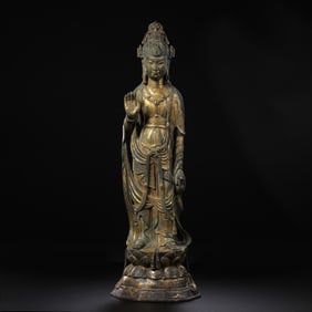 Gilt Bronze Standing Buddha Statue from the Northern Wei Dynasty in China