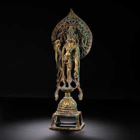 Gilt Bronze Standing Buddha Statue from the Northern Wei Dynasty in China