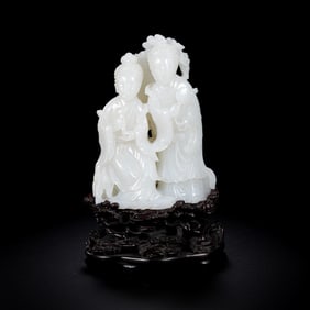 Standing figure carved from Hetian white jade during the Qing Dynasty, China